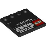 Lego Plate Special 4 x 4, Studs on One Edge with 'LEGO STAR WARS TANTIVE IV' Print / Black