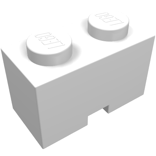 Lego Brick Special 1 x 2 with Cable Holding Square Cutout / White
