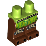 Lego Hips and Reddish Brown Legs with Lime Loincloth, Spider Knee Pads and Black Claws Print / Lime