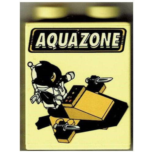 Lego Duplo Brick 1 x 2 x 2 with Aquazone Wave Racers Print