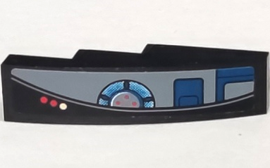 Lego Slope, Curved 4 x 1 with Buttons and Controls Pattern Model Left Side (Sticker) - Set 8095 / Black