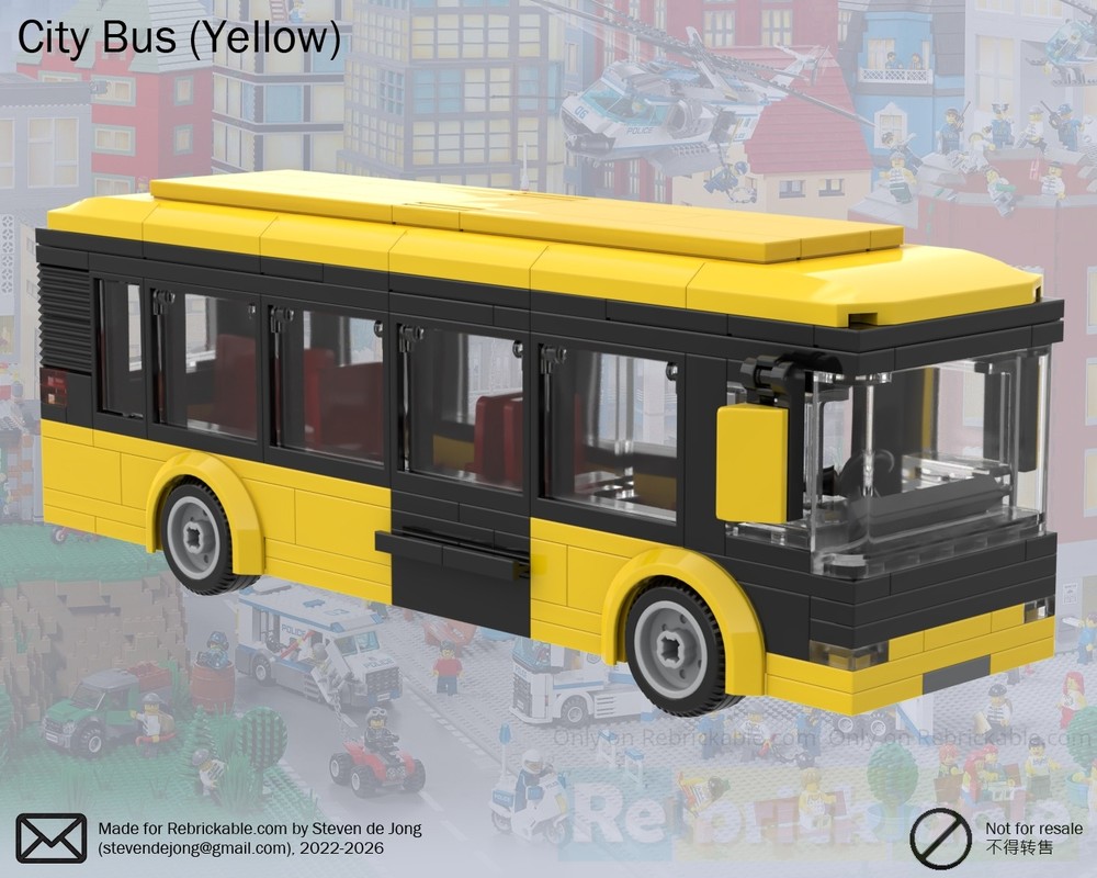 Lego City Bus (City / Minifig Scale, 2023 Revision, Yellow)