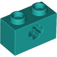 Lego Technic Brick 1 x 2 with Axle Hole Type 1 [+ Opening] and Bottom Pin / Dark Turquoise