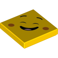 Lego Tile 2 x 2 with Happy Smile Face, Closed Eyes, Dark Orange Dimples