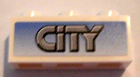 Lego Brick 1 x 3 with Gray 'CITY' On Blue Background Pattern (Sticker) - Set 8404