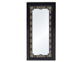 Lego Tile 2 x 4 with White Mirror in Dark Tan Geometric Frame Pattern (Sticker) - Set 4867 / Black