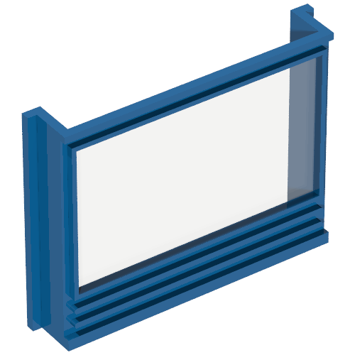Lego Window 1 x 6 x 4 Panorama with Glass for Slotted Bricks / Blue