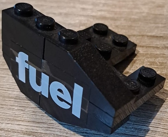 Lego Stickered Assembly 5 x 4 x 2 1/3 with White 'fuel' Pattern Model Right Side (Sticker) - Set 5540
