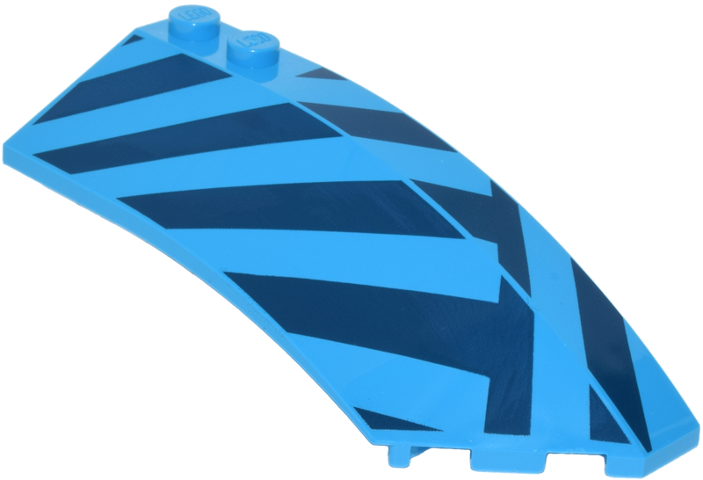 Lego Wedge 8 x 3 x 2 Open Right with Dark Blue Diagonal Stripes Pattern / Dark Azure