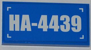 Lego Tile 2 x 4 with 'HA-4439' Pattern (Sticker) - Set 4439 / Blue