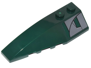Lego Wedge 6 x 2 Left with Dark Bluish Gray and Dark Green Panel Pattern (Sticker) - Set 8097 / Dark Green