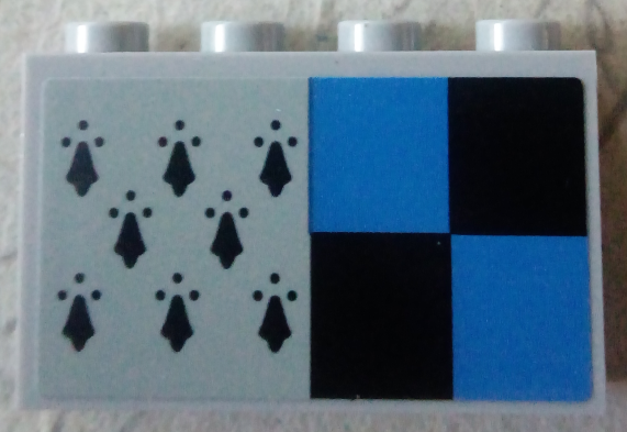 Lego Panel 1 x 4 x 2 with Side Supports - Hollow Studs with 8 Black Spires and Black and Blue Squares Pattern (Sticker) - Set 75956