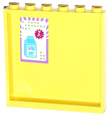Lego Panel 1 x 6 x 5 with Medium Azure and Orange Dots, Milk Carton and Price Pattern on Inside (Sticker) - Set 41005