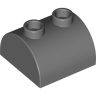 Lego Brick Curved 2 x 2, Two Top Studs / Dark Bluish Gray