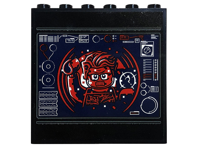 Lego Panel 1 x 6 x 5 with Monitor Screen with Red The Riddler Minifigure Pattern (Sticker) - Set 76183
