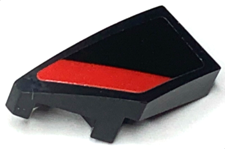 Lego Wedge 2 x 1 x 2/3 Left with Red Stripe on Black Background Pattern (Sticker) - Set 30434