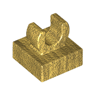 Lego Tile Special 1 x 1 with Clip with Rounded Edges / Pearl Gold