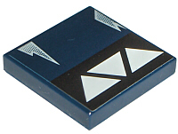 Lego Tile 2 x 2 with White Triangles on Black Stripe and Wear Marks Pattern Model Right Side (Sticker) - Sets 7256 / 7283