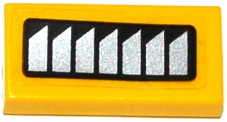 Lego Tile 1 x 2 with Silver Air Vents Pattern Model Right Side (Sticker) - Set 60092