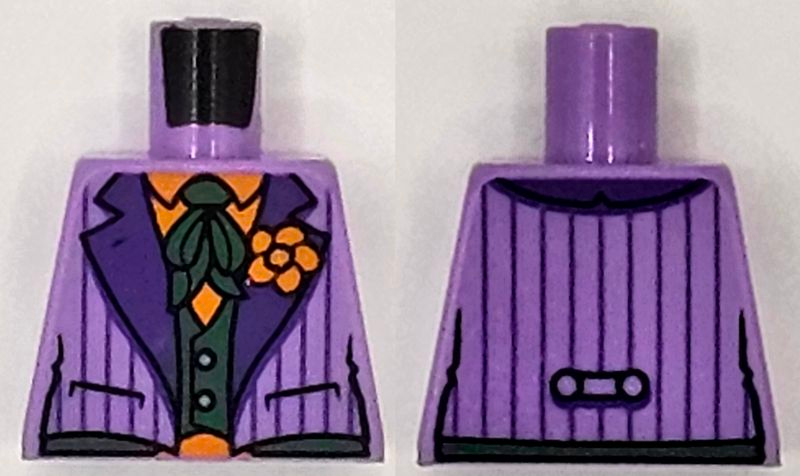 Lego Torso Suit Jacket with Dark Purple Lapels and Stripes and Orange Flower over Shirt and Dark Green Vest and Tie Pattern / Medium Lavender