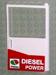 Lego Door 1 x 6 x 8 Right with Octan Logo and 'DIESEL POWER' Pattern (Sticker) - Set 5563 / White