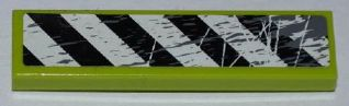 Lego Tile 1 x 4 with Black and White Danger Stripes, Scratches and Splatters Pattern Model Right Side (Sticker) - Set 8963