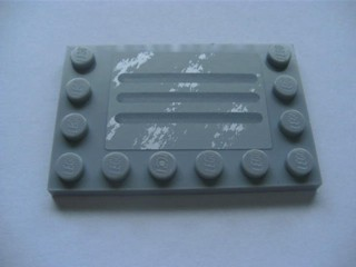 Lego Tile, Modified 4 x 6 with Studs on Edges with Steel Plate with Scratches Type D Pattern (Sticker) - Set 8273