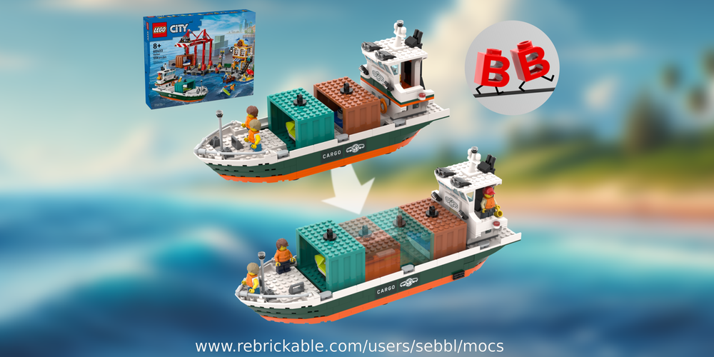 Lego 60422: Cargo Ship Upgrade: +2 Containers - No Extra Pieces