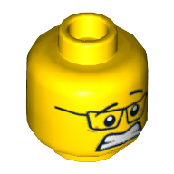 Lego Minifig Head, Glasses, Smiling / Scared Print / Yellow