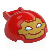 Lego Windscreen 4 x 4 x 1 2/3 Canopy Half Sphere with Handle with Gold Mask, White Eyes (Iron-Man) Print / Red