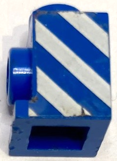 Lego Brick, Modified 1 x 1 with Headlight with White Danger Stripes Pattern Model Left Side (Sticker) - Set 6653