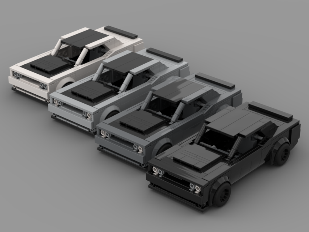 Lego Dodge Challenger Demon - Black, White, and Grey