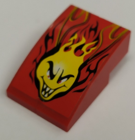 Lego Stickered Assembly 3 x 2 x 1 with Flaming Head Pattern (Sticker)  - Set 8667