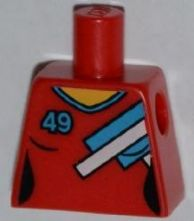 Lego Torso V-Neck Female with 3 Blue and White Stripes and Blue '49' Pattern