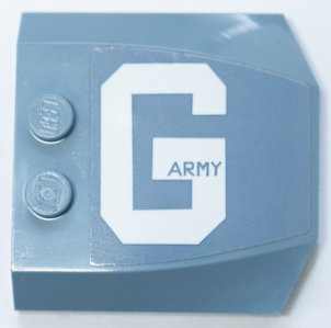 Lego Wedge 4 x 4 x 2/3 Triple Curved with 'ARMY' in White Letter G Pattern Model Right Side (Sticker) - Set 70656 / Sand Blue