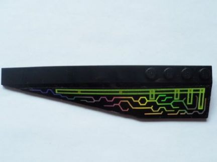 Lego Wedge 12 x 3 Left with Iridescent Mirrored Circuit Pattern (Sticker) - Set 7646 / Black