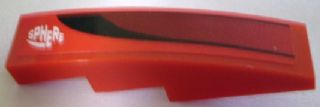Lego Slope, Curved 4 x 1 with 'SPHERE' and Black Vent Pattern (Sticker) - Set 8898 / Red