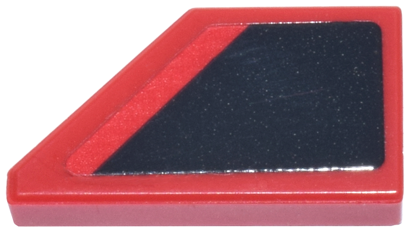 Lego Tile, Modified 1 x 2 Wedge Right with Black Panel Pattern (Sticker) - Set 77246