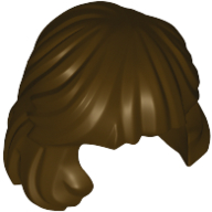Lego Hair Mid-Length Combed Behind Ear / Dark Brown