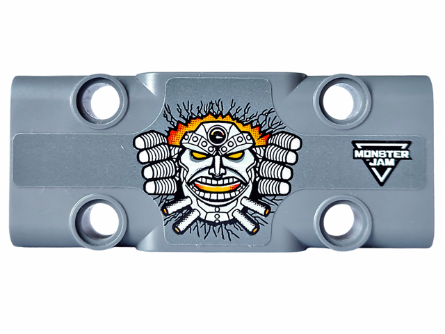 Lego Technic, Panel Plate 3 x 7 x 1 with 'MONSTER JAM' and Monster Mask Pattern Model Left Side (Sticker) - Set 42119 / Dark Bluish Gray