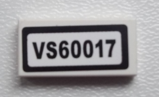 Lego Tile 1 x 2 with 'VS60017' Pattern (Sticker) - Set 60017