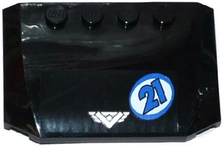 Lego Wedge 4 x 6 x 2/3 Triple Curved with Silver Emblem and Blue '21' on White Background in Blue Circle Pattern (Sticker) - Set 60085