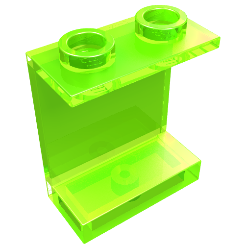 Lego Panel 1 x 2 x 2 [Hollow Studs] / Trans-Bright Green