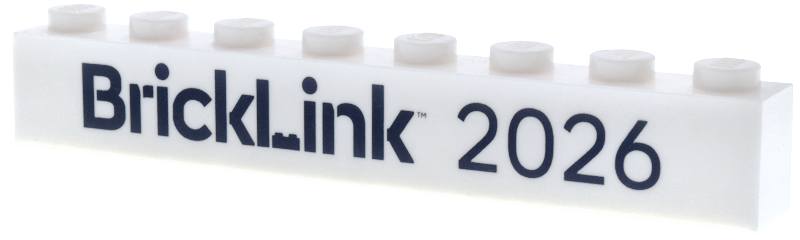 Lego Brick 1 x 8 with Black 'BrickLink' Wordmark and Number 2026 Pattern
