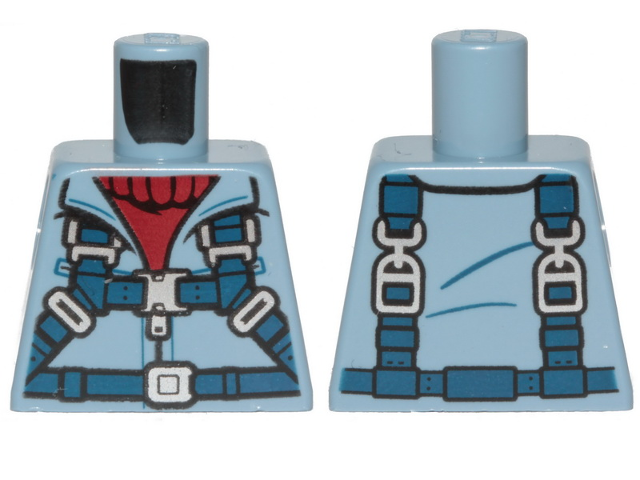 Lego Torso Jacket with Zipper, Dark Red Turtleneck Sweater and Dark Blue Harness Pattern / Sand Blue