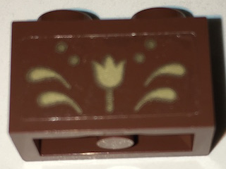 Lego Brick 1 x 2 with Gold Flower and Scrollwork Pattern (Sticker) - Set 41068