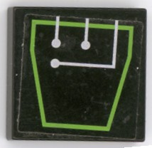 Lego Tile 2 x 2 with Silver Circuitry in Green Outline Pattern (Sticker) - Set 7713 / Black