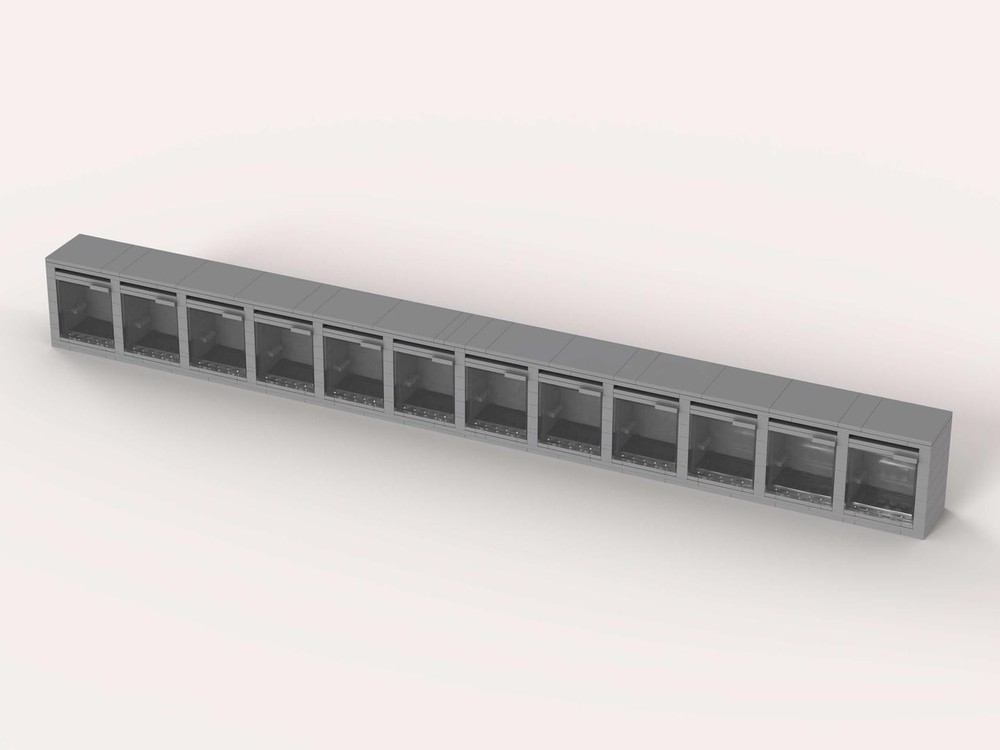 Lego Light Bluish Grey 1x12 minifig modular display [Upper layer]