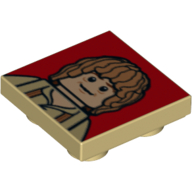 Lego Tile Special 2 x 2 Inverted with Bilbo Baggins on Red Background Print