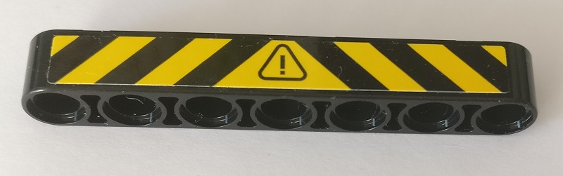 Lego Technic, Liftarm Thick 1 x 7 with Warning Sign and Black and Yellow Danger Stripes Pattern (Sticker) - Set 42082